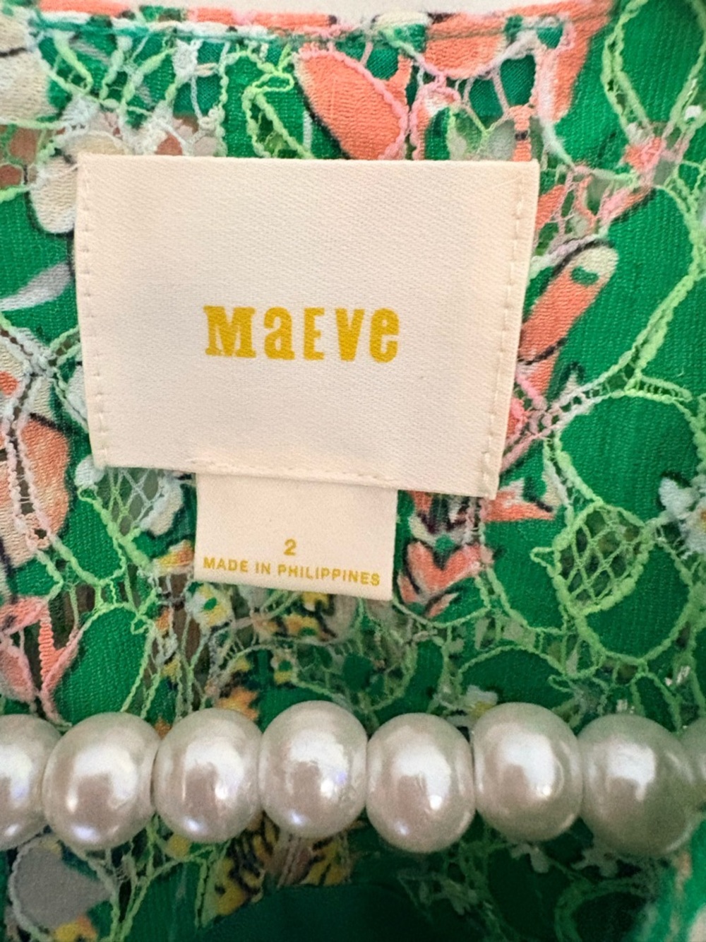 Maeve Green Verbena Lace Textured Sequin Floral Dress Size 2 - Picture 2 of 14